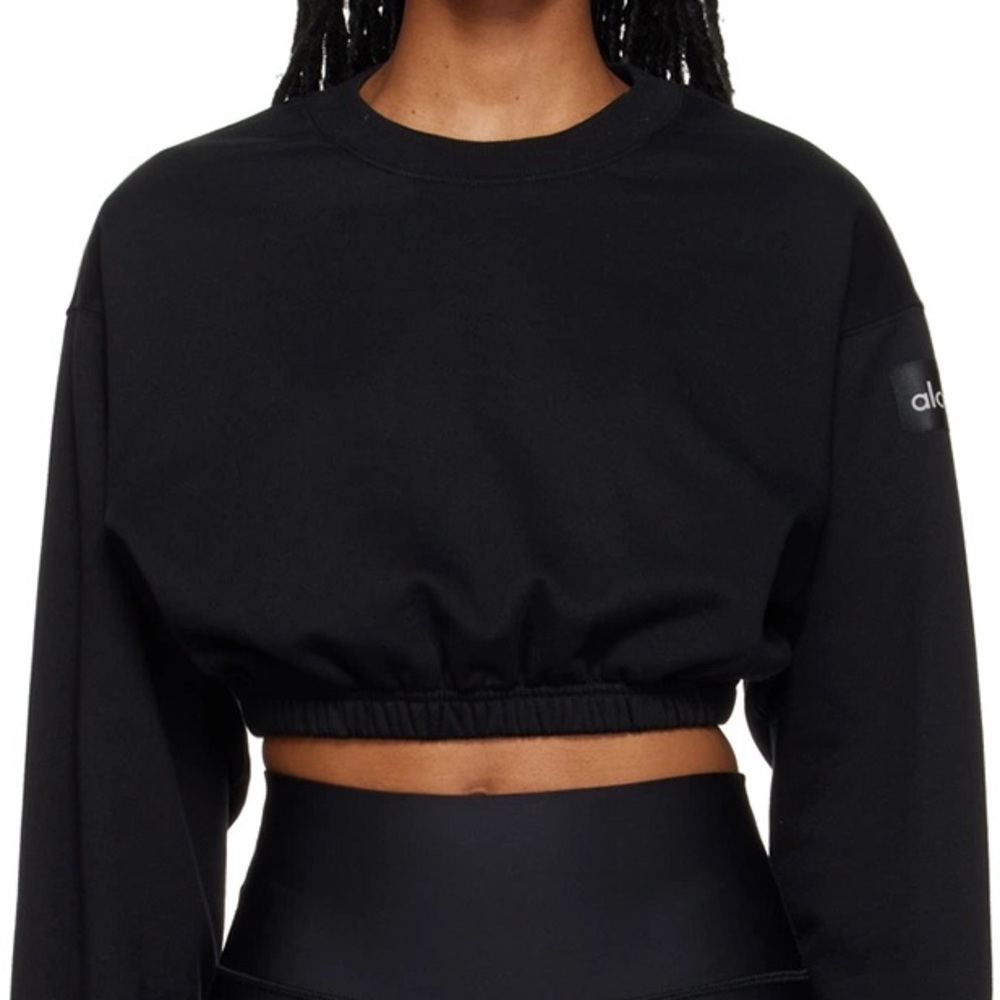Alo Yoga Devotion Cropped Crewneck Sweatshirt - Black S